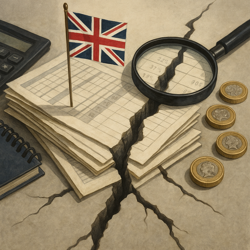 Financial report, calculator and cash-flow charts representing key IFRS reporting risks